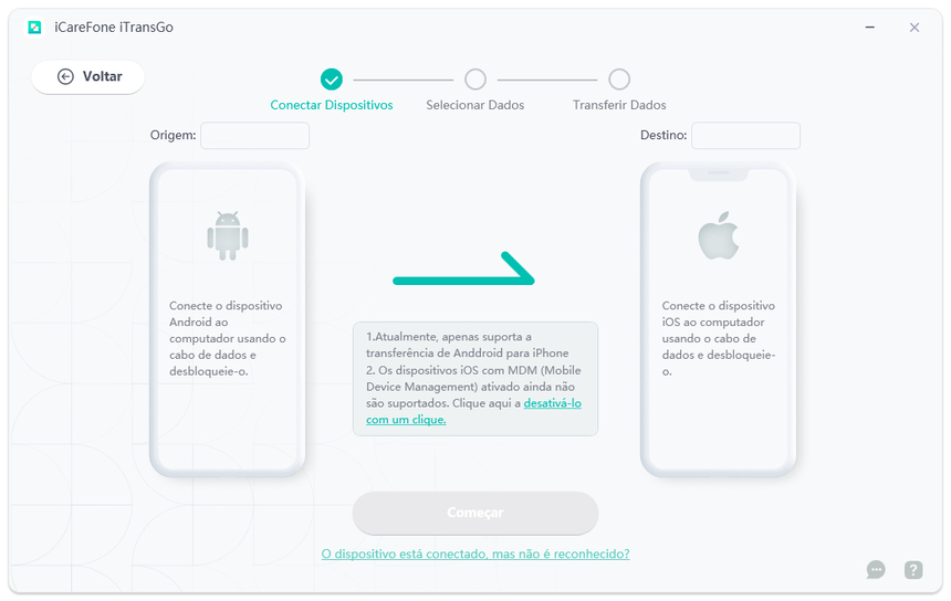 como transferir dados do Android para ios no pc/mac