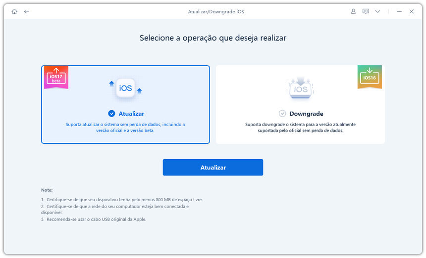 desinstalar atualização do ios 17